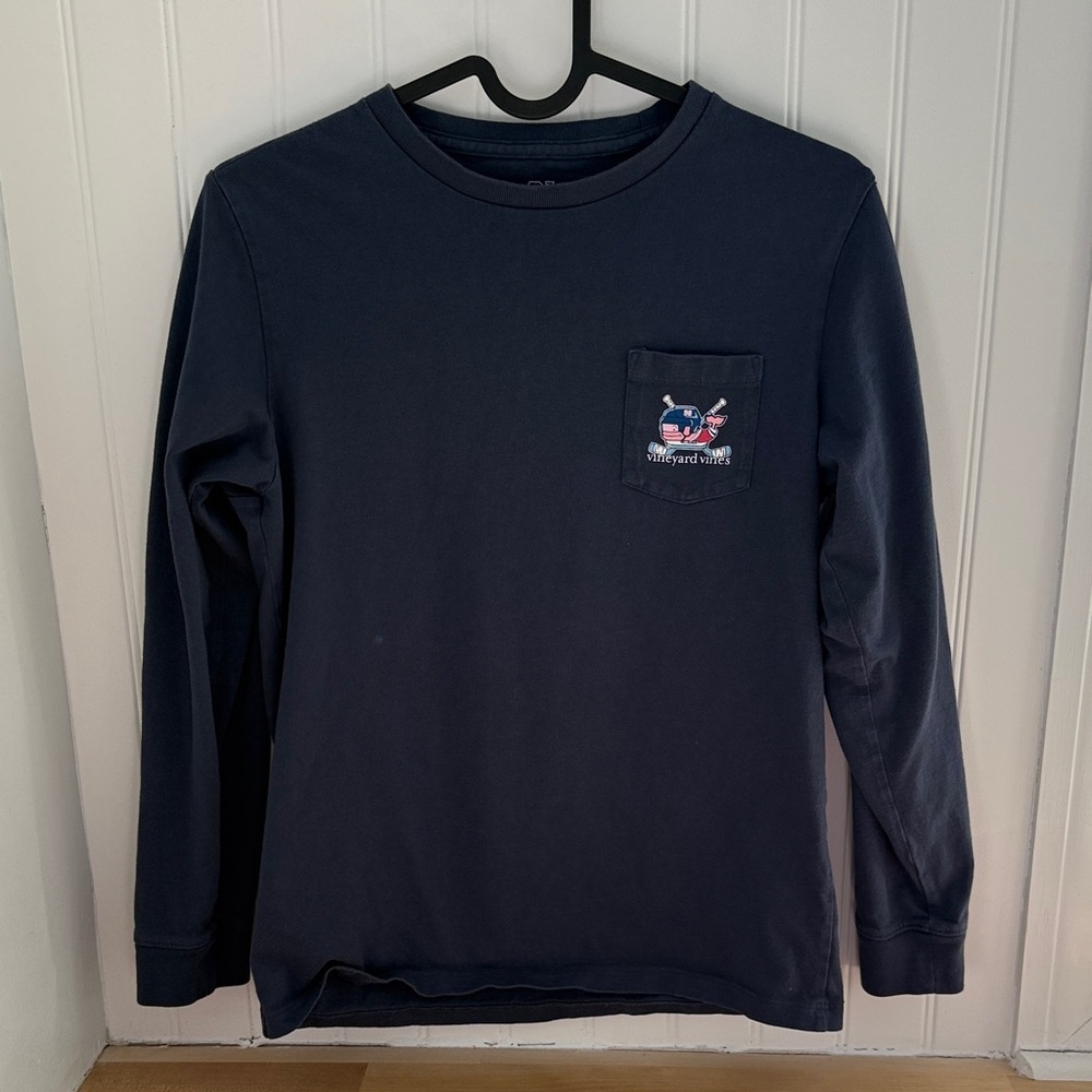 Navy Long Sleeve Vineyard Vines Shirt with Pocket